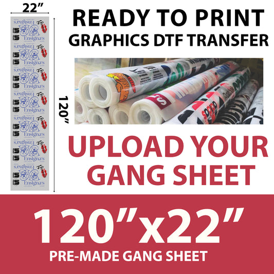 Print Ready Graphics DTF Transfer – 120×22 Upload Your Own Gang Sheet