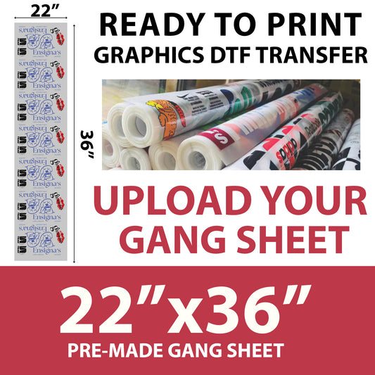 Print Ready Graphics DTF Transfer – 36x22 Inch Upload Your Own Gang Sheet